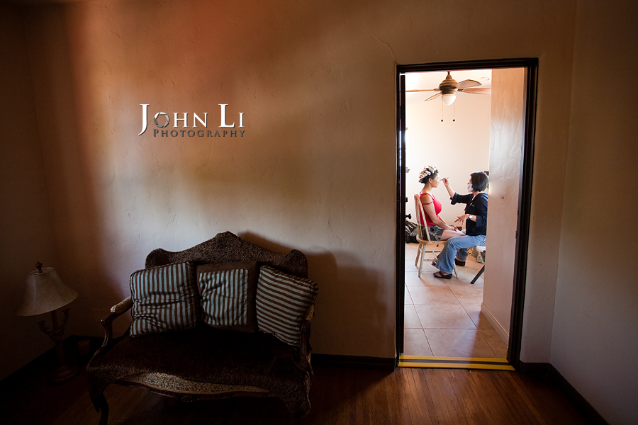 bride getting ready in vista de oro wedding