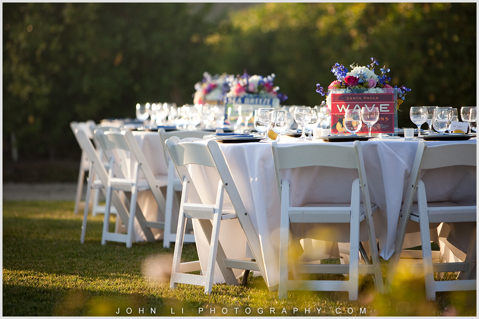 Santa Paula Limoneira Ranch Wedding reception table setting 
