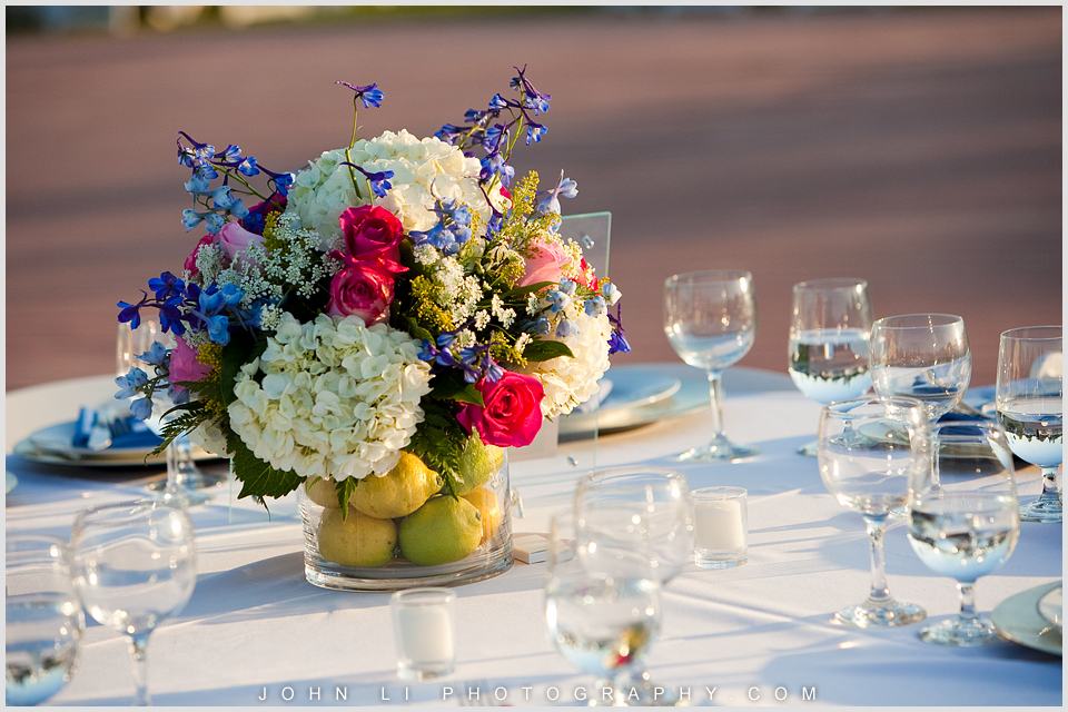 Santa Paula Limoneira Ranch Wedding reception table flowers