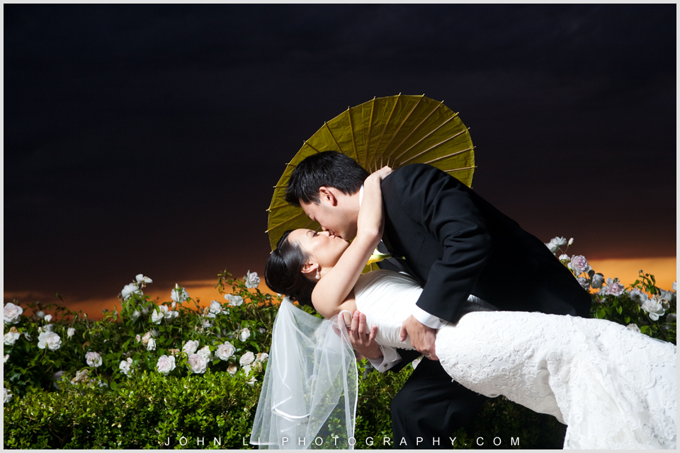 Pelican Hill wedding bridal photos with umbrella