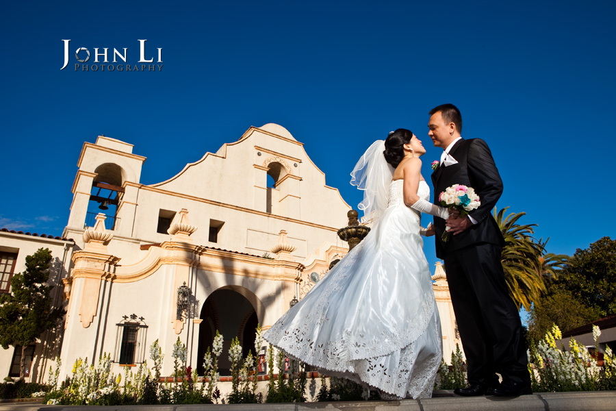 Mission 261 wedding photography with the background San Gabriel Mission