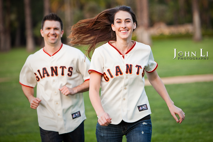 engagement photography in baseball uniform Lacy Park 
