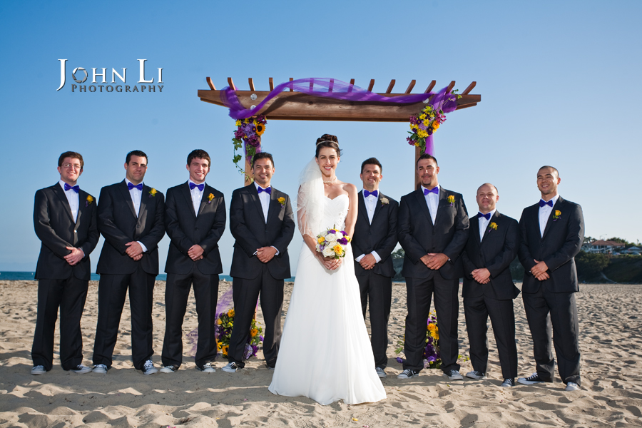 bride and groomsmen in Leadbetter beach wedding
