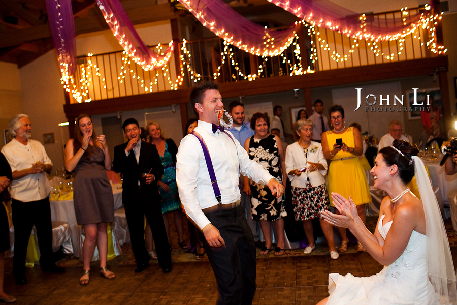 garter toss in cabrillo pavilion arts center wedding