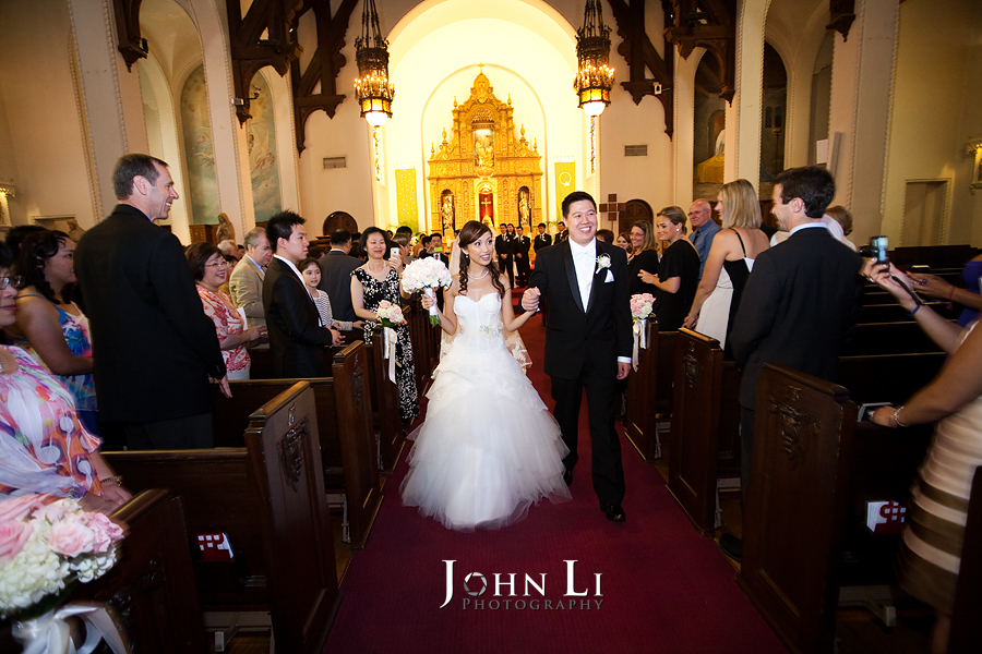 Holy Family Church South Pasadena wedding cereomony bride and groom