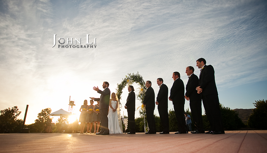 Limoneira Ranch Wedding ceremony under the sunset