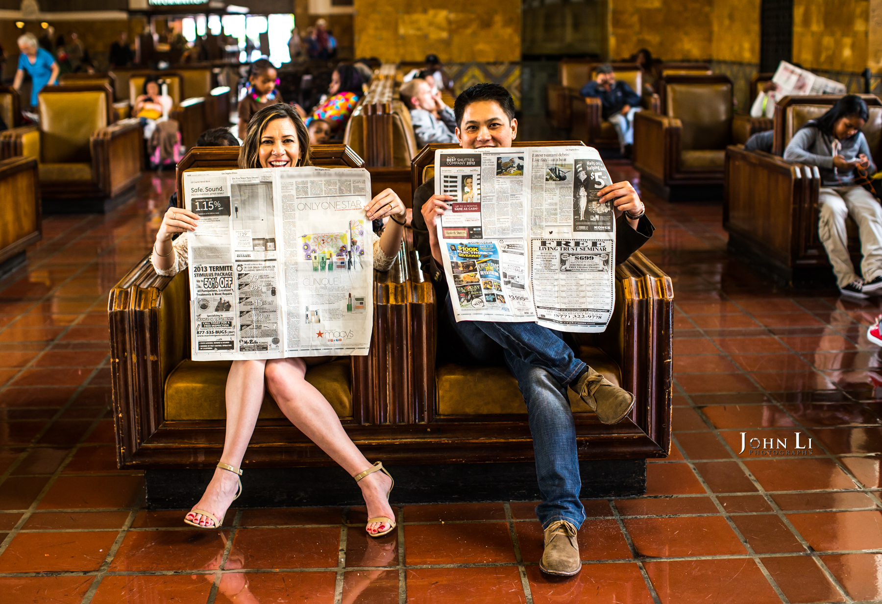 Los Angeles Downtown Engagement session in Union Station